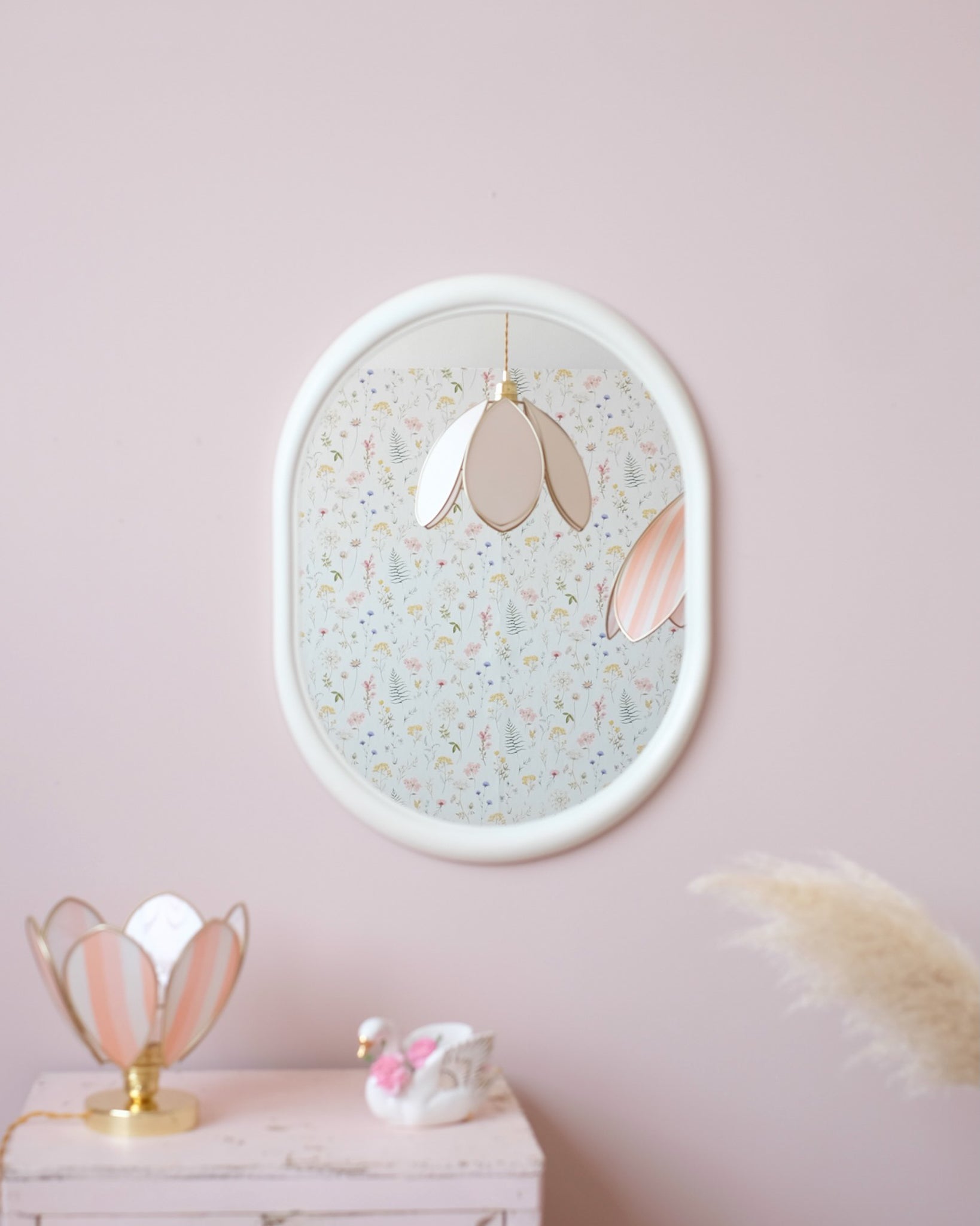 Suspension Fleur simple - Rose nude et doré - Silly & Billy