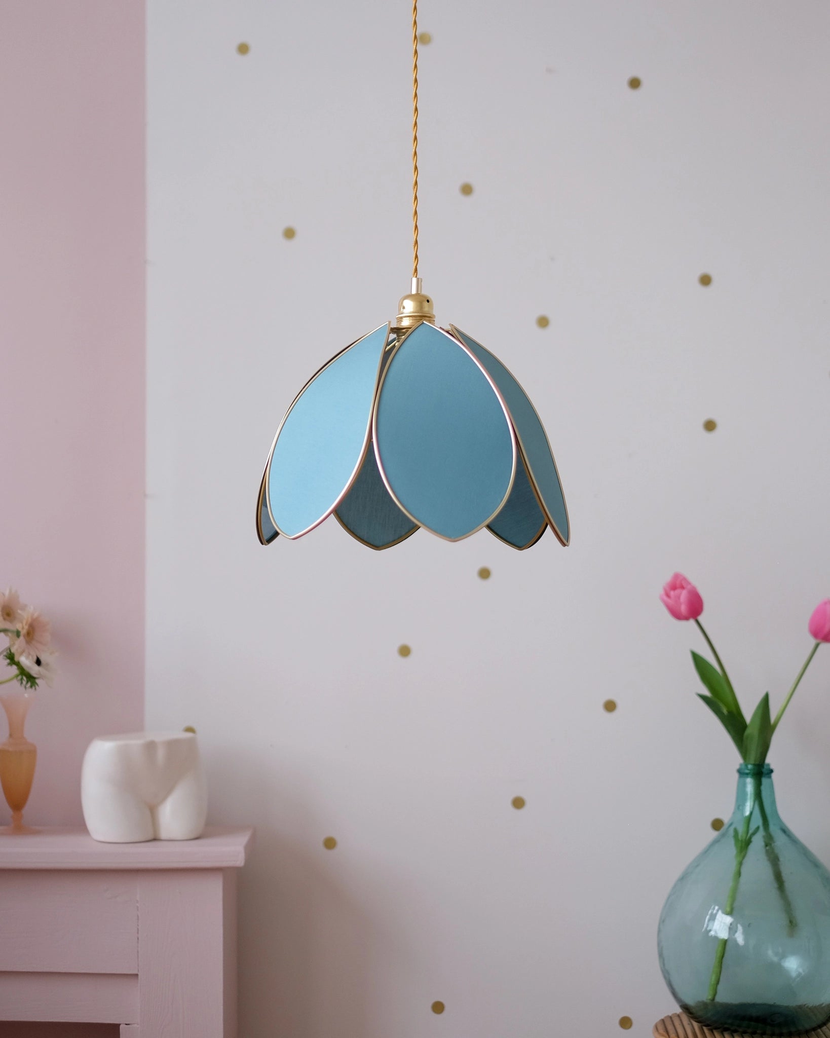 Suspension Fleur simple - Tempête et doré - Silly & Billy