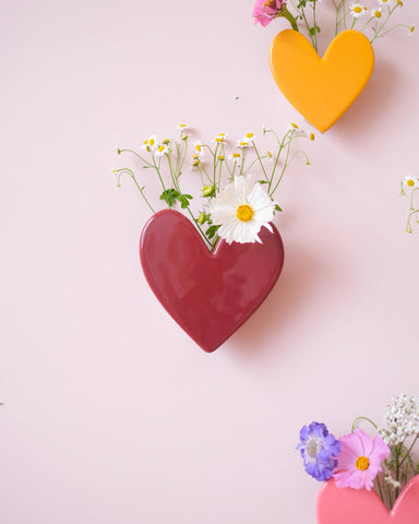 Vase mural Coeur - Grand modèle Framboise