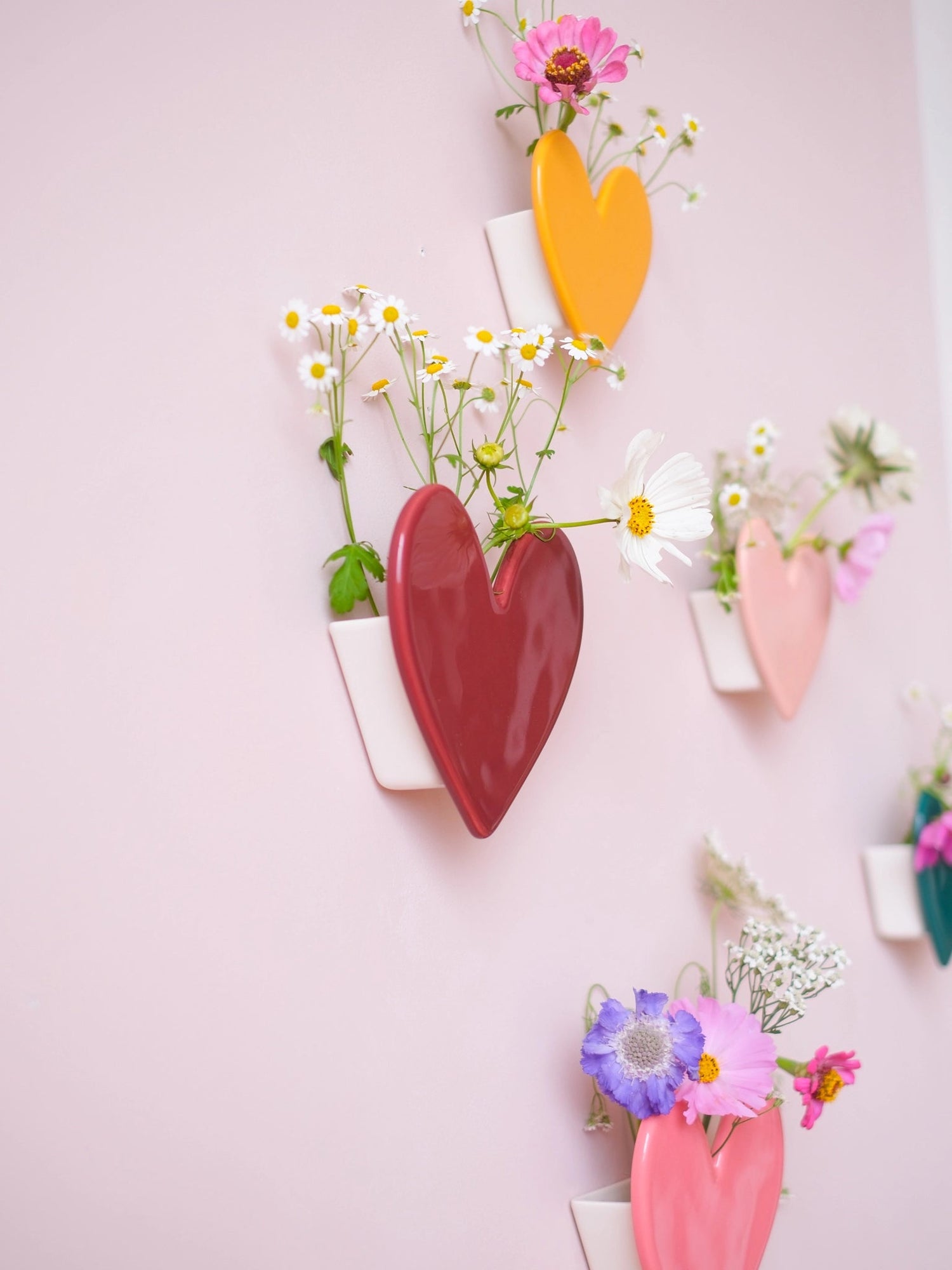 Vase mural Coeur - Grand modèle Framboise - Silly & Billy