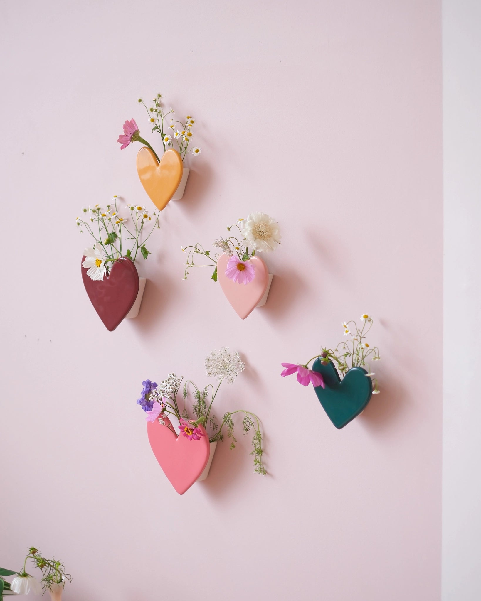 Vase mural Coeur - Grand modèle Framboise - Silly & Billy