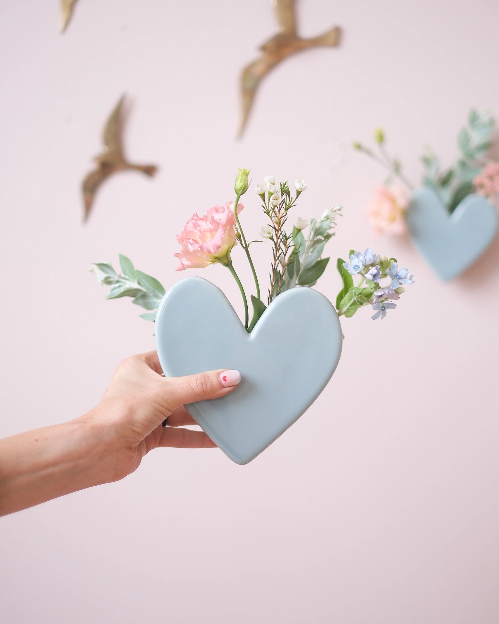 Vase mural Coeur - Grand modèle Sauge - Silly & Billy