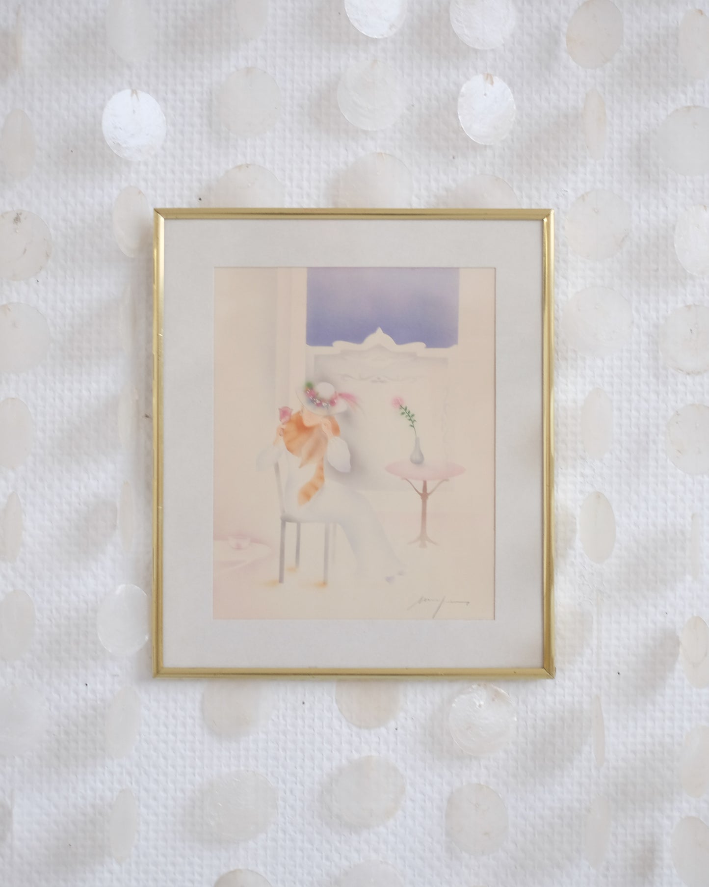 Ancienne gravure sous verre de style Art Nouveau