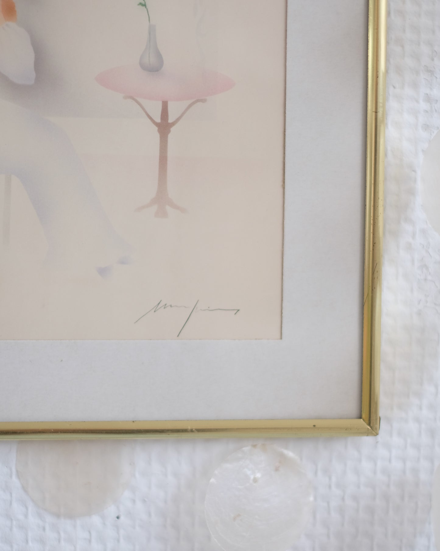 Ancienne gravure sous verre de style Art Nouveau