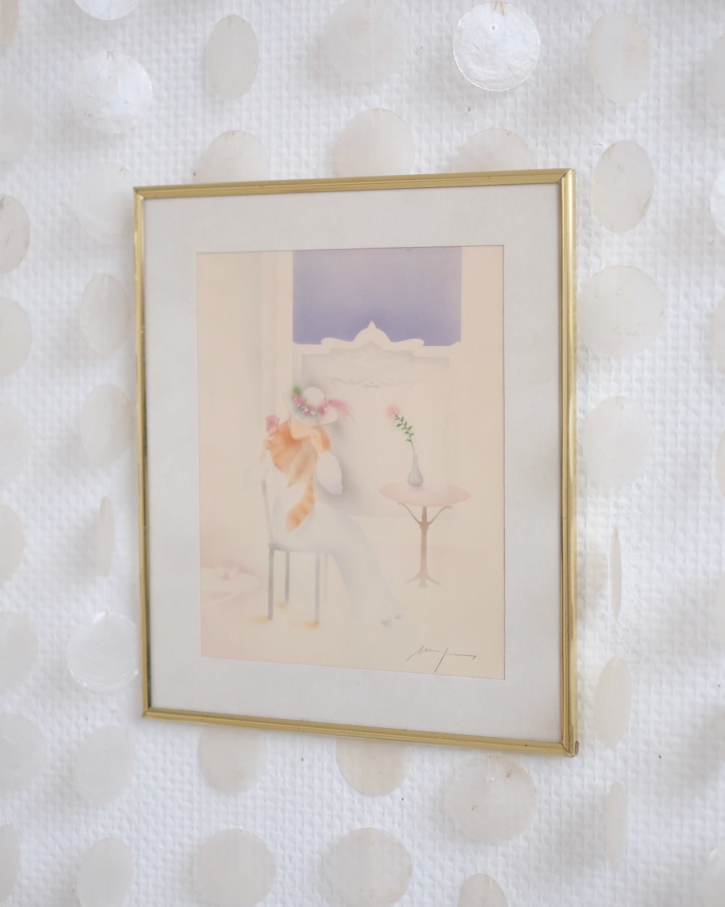 Ancienne gravure sous verre de style Art Nouveau