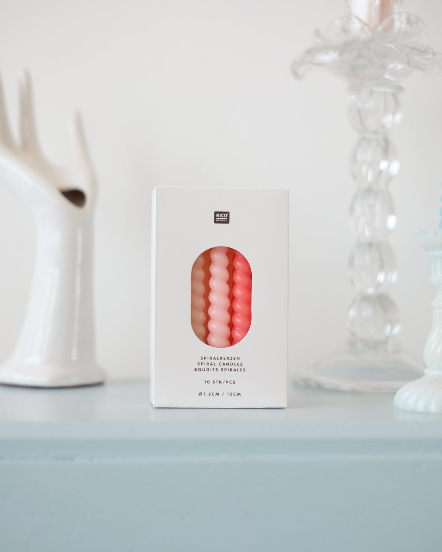 10 petites bougies torsadées - Tons de rose