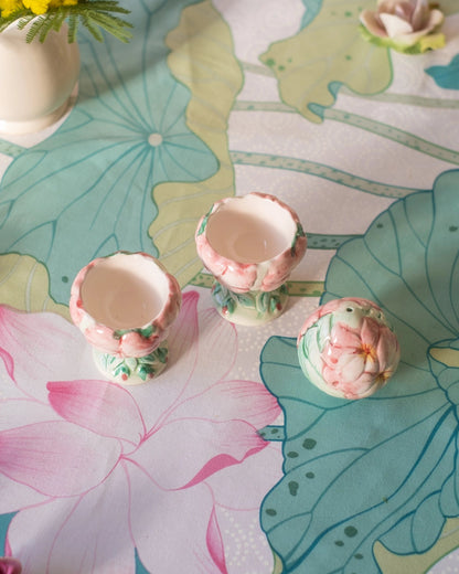 2 coquetiers et leur salière en barbotine - Silly &amp; Billy