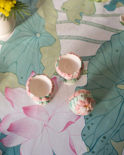 2 coquetiers et leur salière en barbotine - Silly &amp; Billy