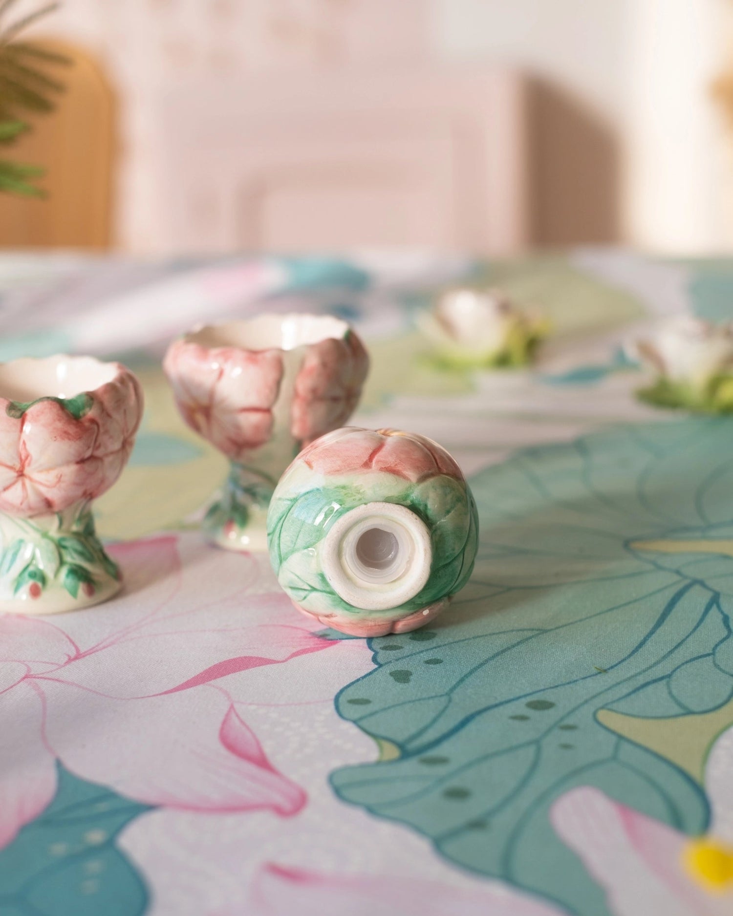 2 coquetiers et leur salière en barbotine - Silly &amp; Billy