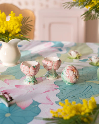 2 coquetiers et leur salière en barbotine - Silly &amp; Billy