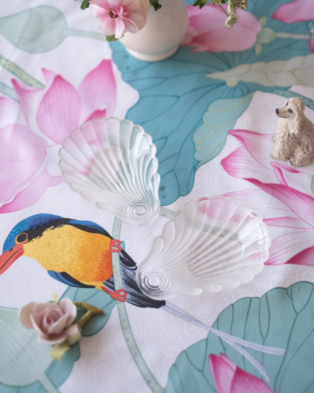 2 coupes coquillage vintage en verre givré - Silly &amp; Billy