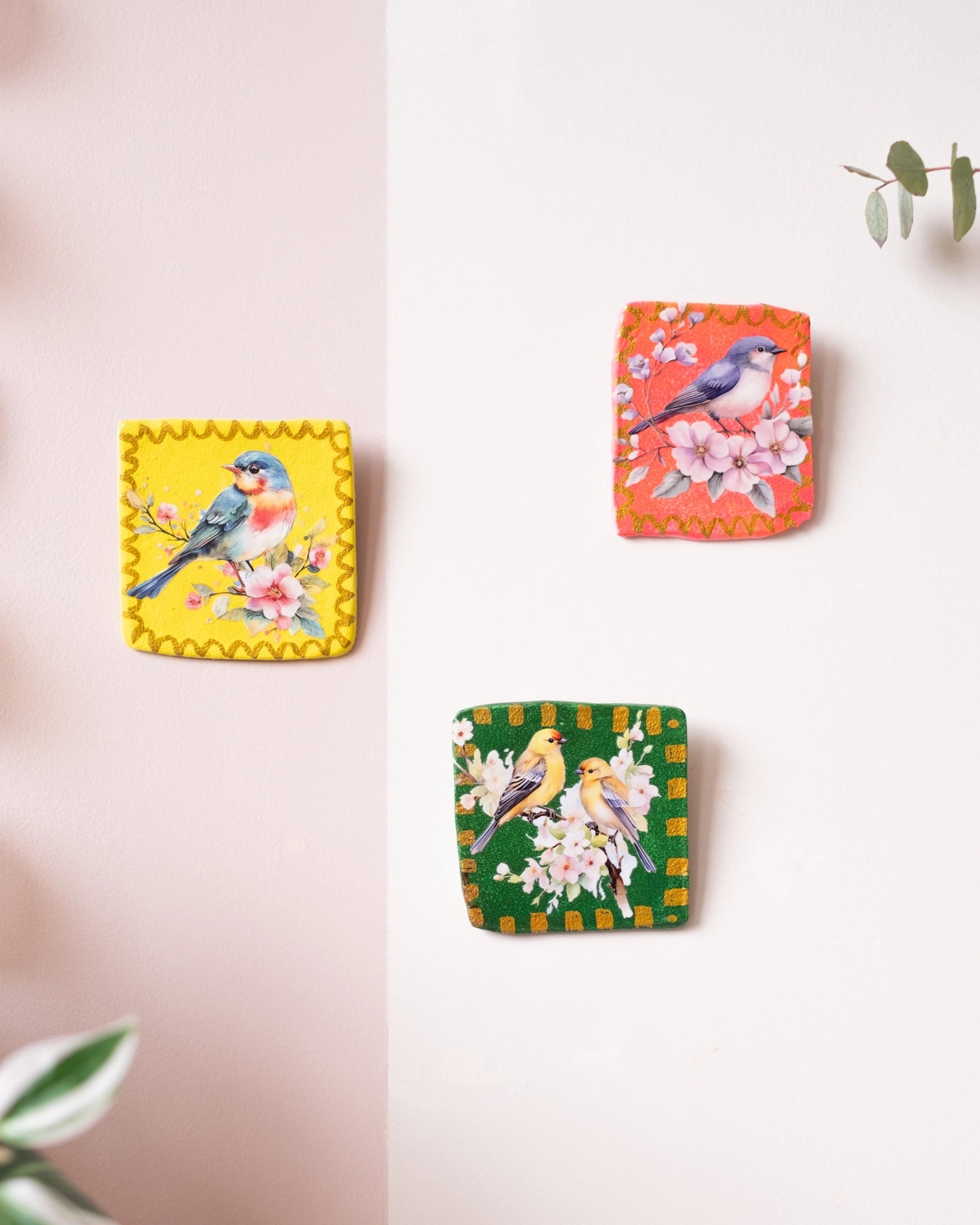 3 petits cadres muraux aux oiseaux - Silly &amp; Billy