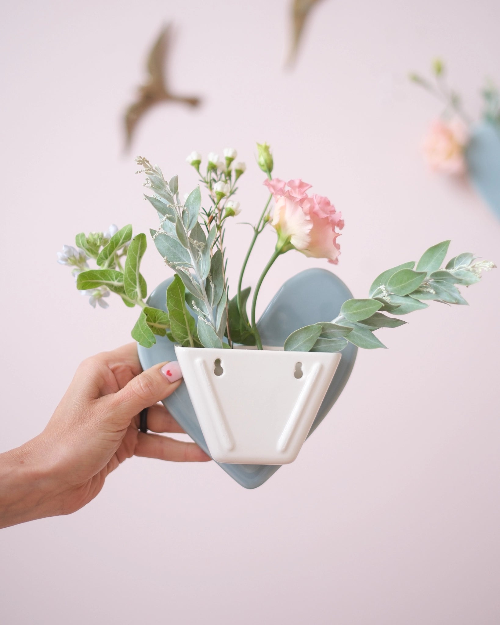 Vase mural Coeur - Sauge