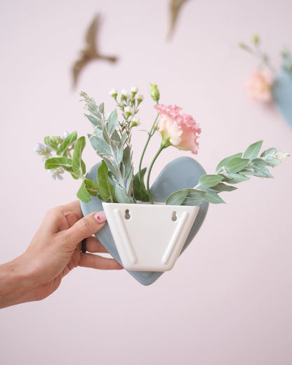 Vase mural Coeur - Sauge