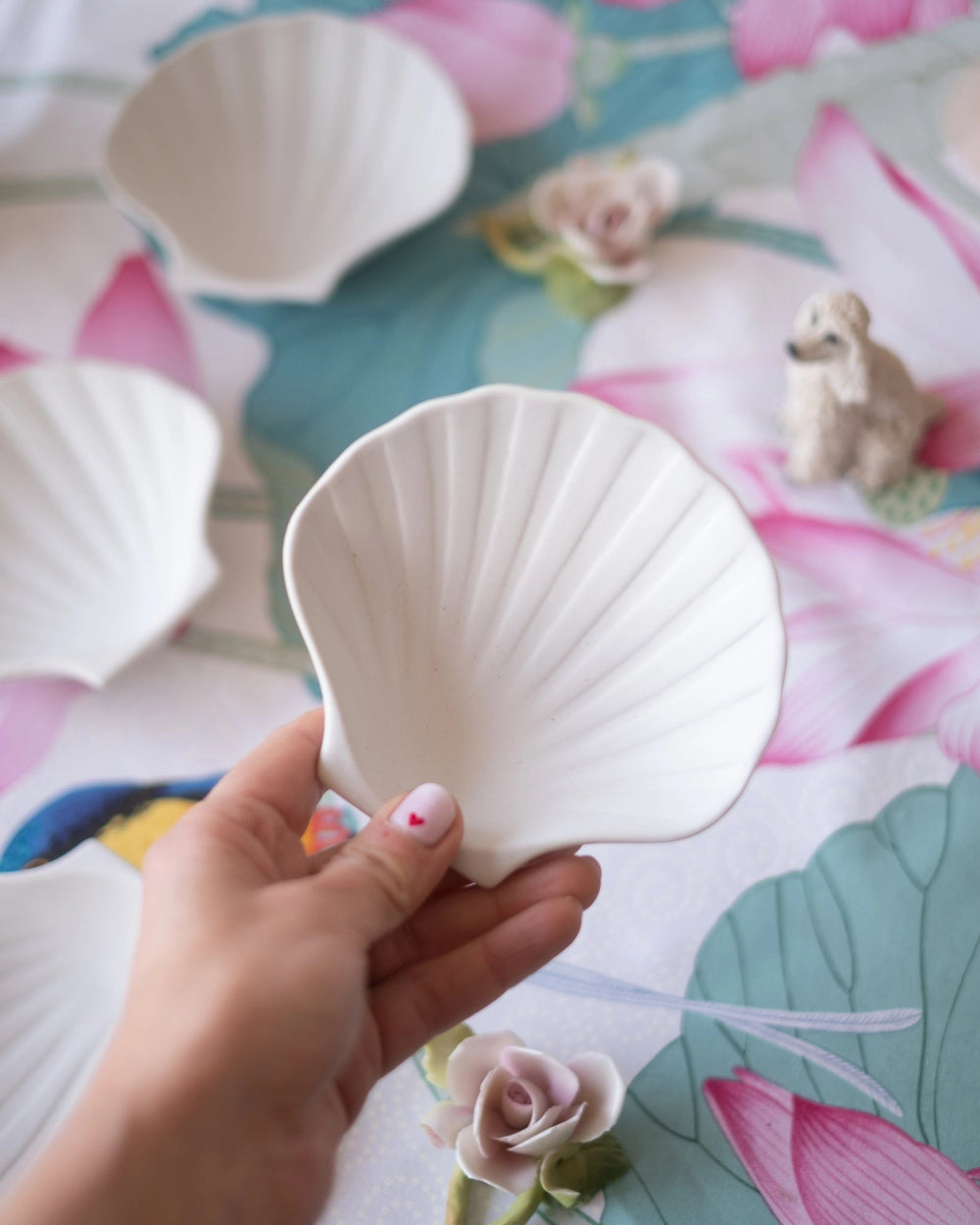 4 coupes coquillage vintage en biscuit