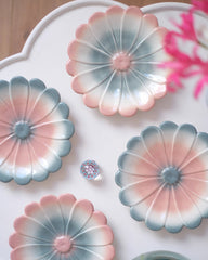 4 grandes assiettes Marigold - Sauge et Nude