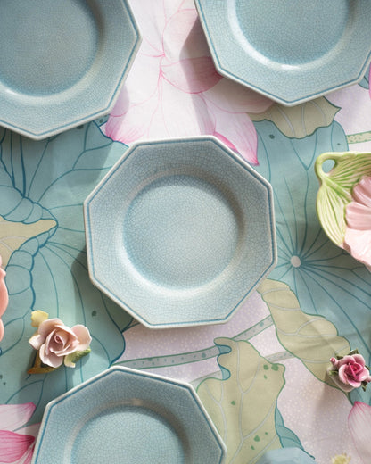 4 petites assiettes en faïence turquoise de Charolles - Silly &amp; Billy