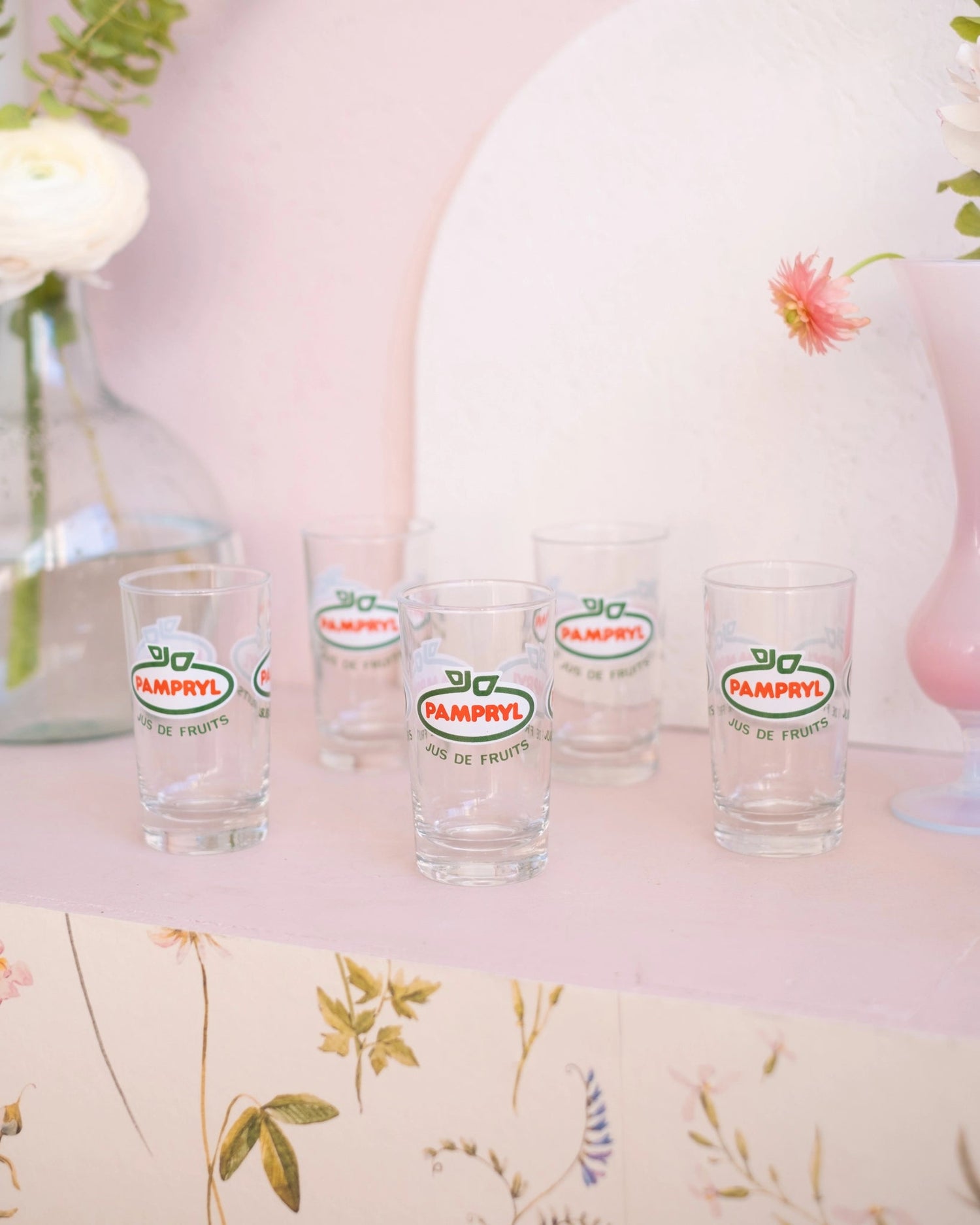 5 verres Pampryl vintage - Silly &amp; Billy