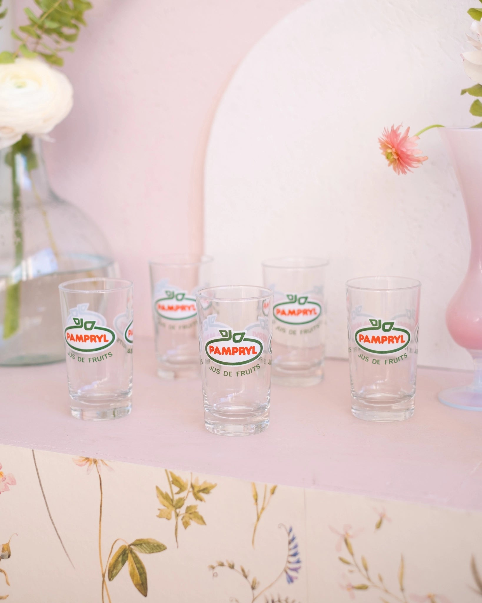 5 verres Pampryl vintage - Silly &amp; Billy