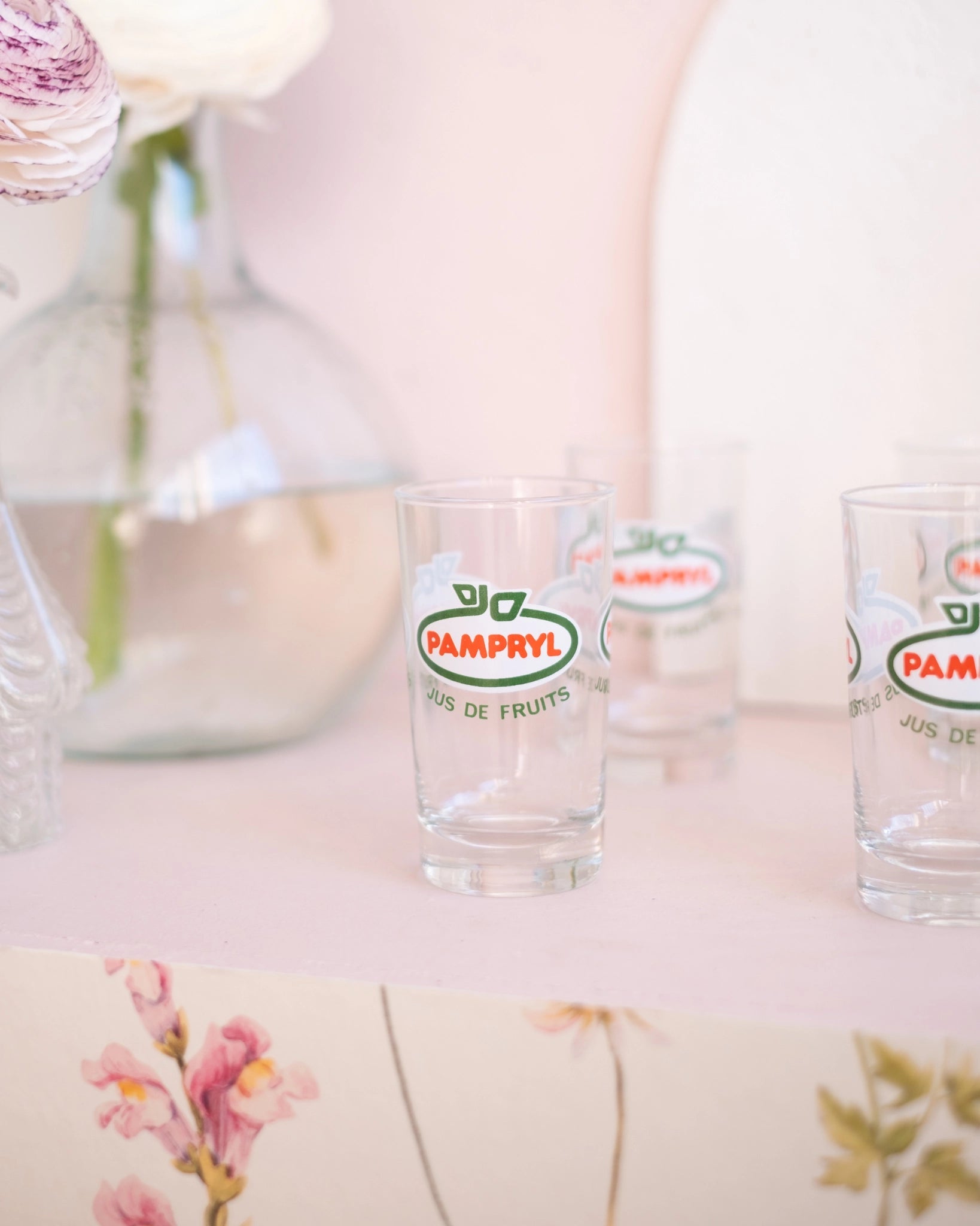 5 verres Pampryl vintage - Silly &amp; Billy