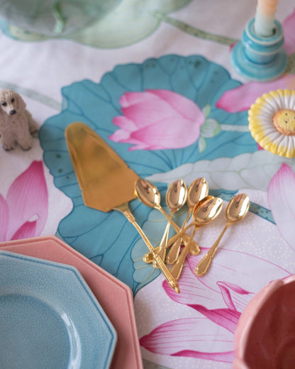 6 anciennes cuillères à café en métal doré - Silly &amp; Billy