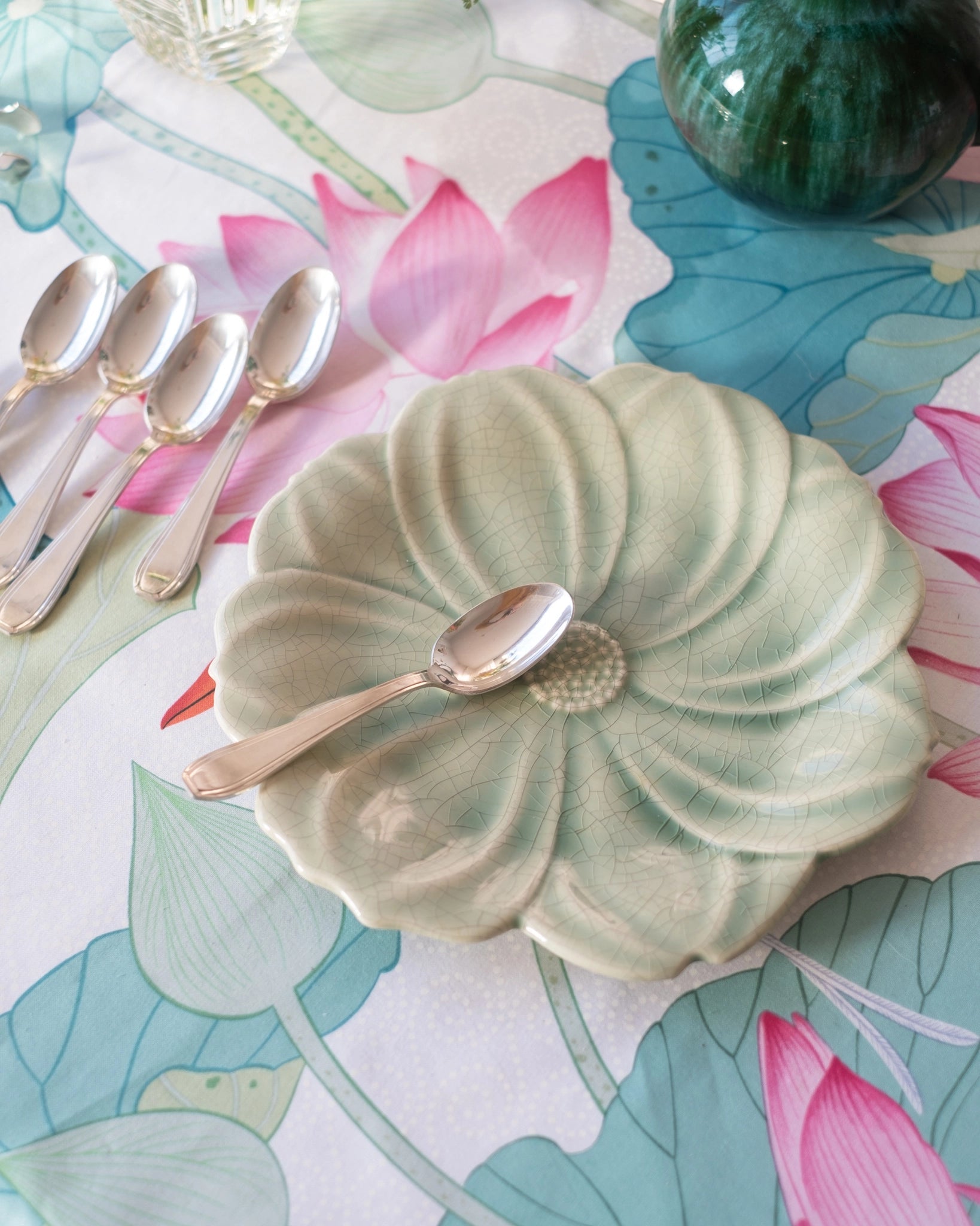 6 anciennes cuillères à dessert en métal argenté - Silly &amp; Billy