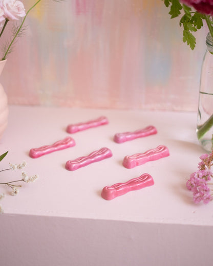 6 anciens porte - couteaux en céramique rose - Silly &amp; Billy