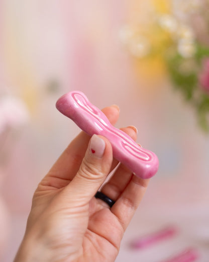 6 anciens porte - couteaux en céramique rose - Silly &amp; Billy