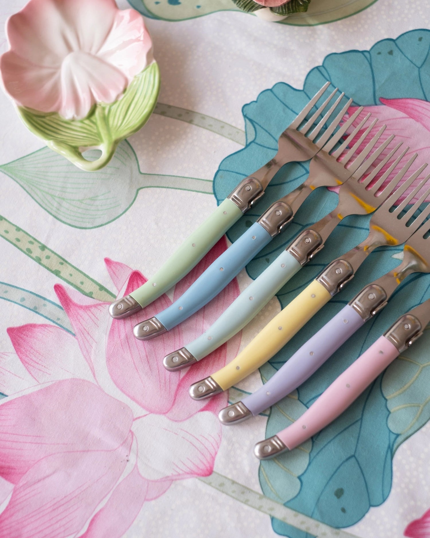6 fourchettes Laguiole Jean Dubost coloris pastel - Silly &amp; Billy
