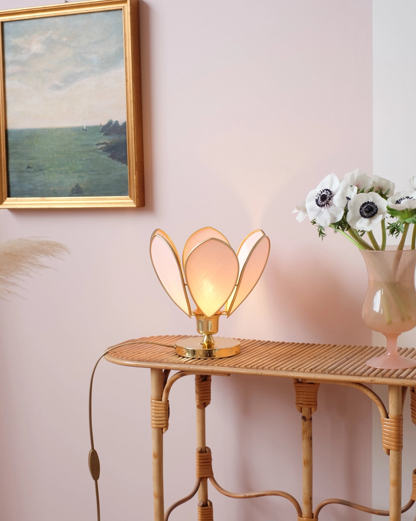 Lampe Fleur à poser - Blush et doré