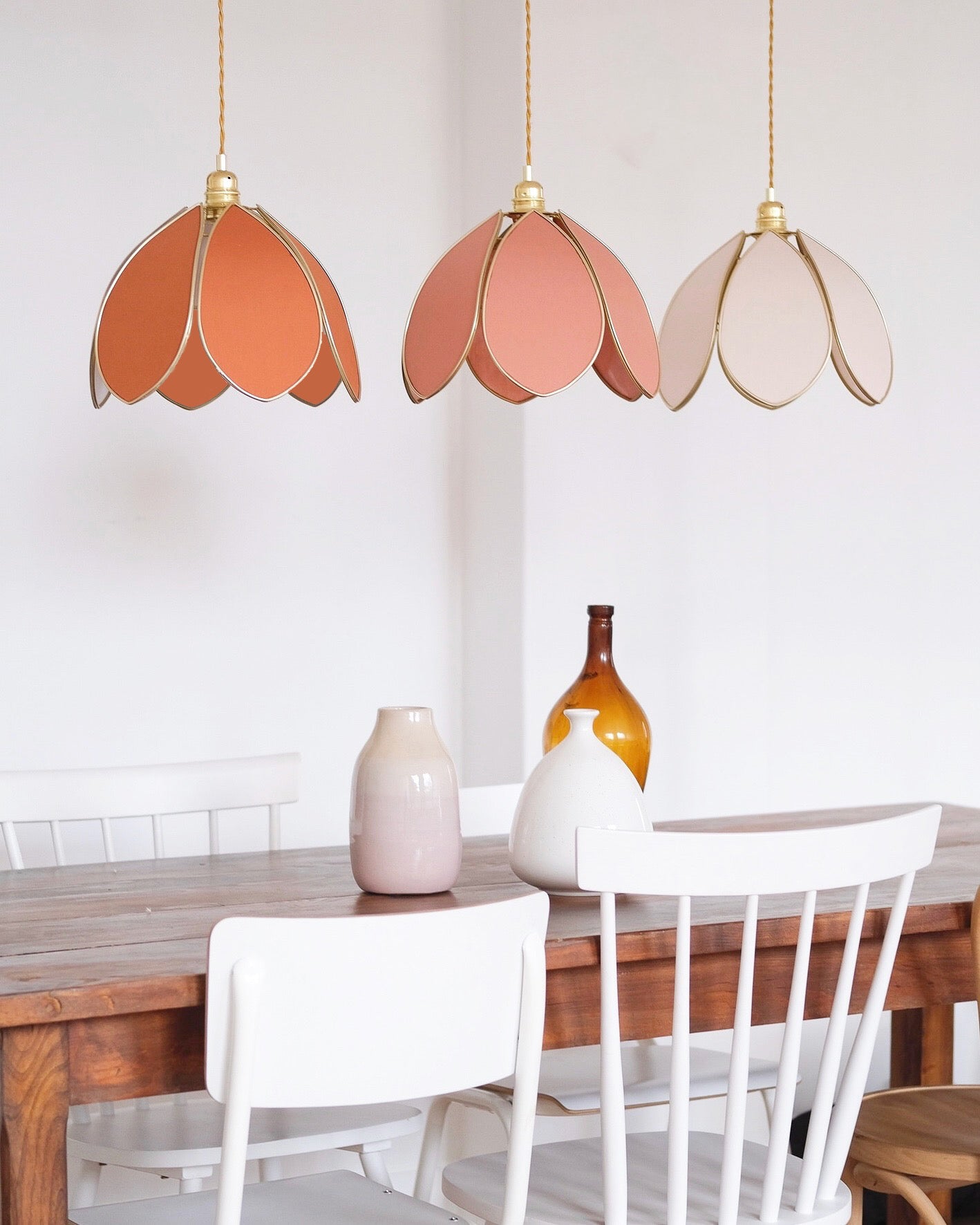 Suspension Fleur simple - Terracotta et doré