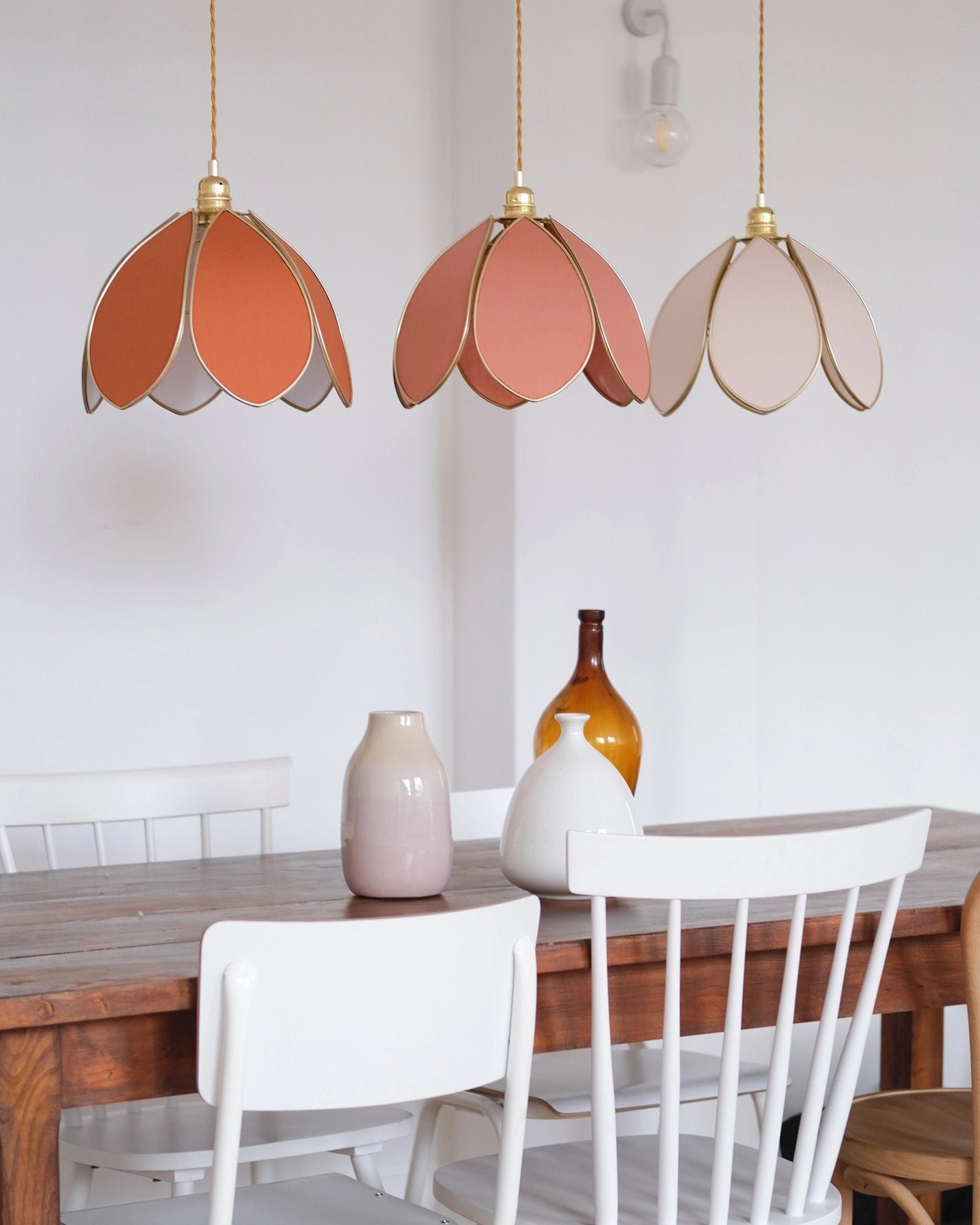 Suspension Fleur simple - Terracotta et doré