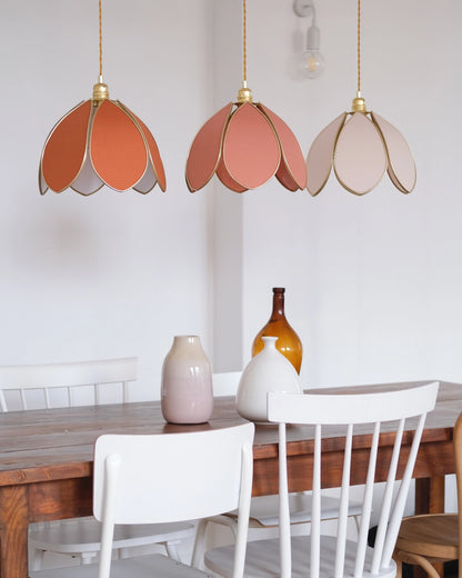 Suspension Fleur simple - Terracotta et doré