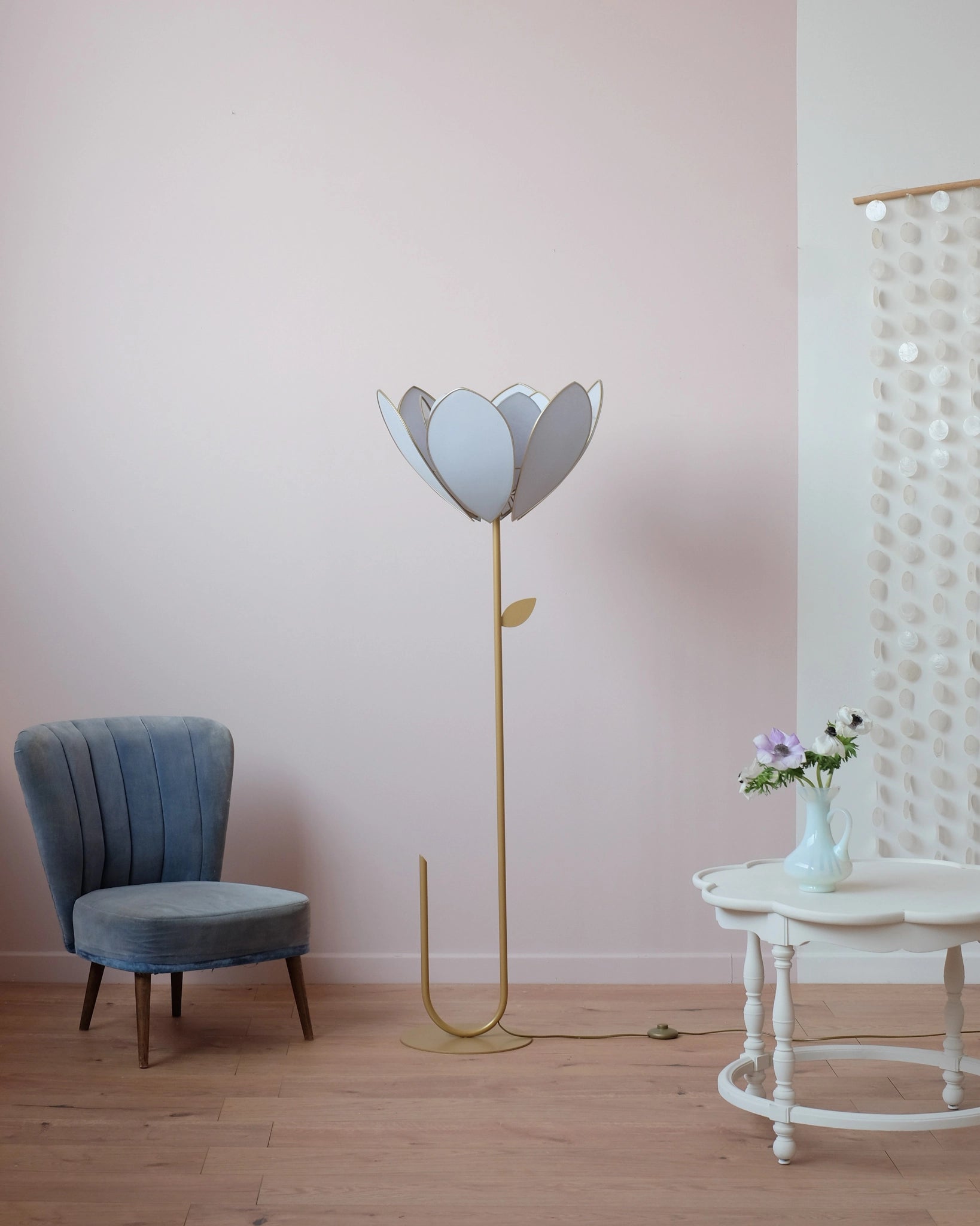 Abat-jour Fleur pour lampadaire - Double Baby blue