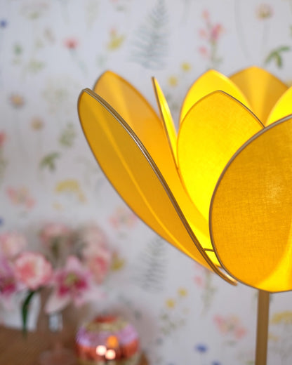 Pied de lampadaire et abat-jour fleur double - Mimosa