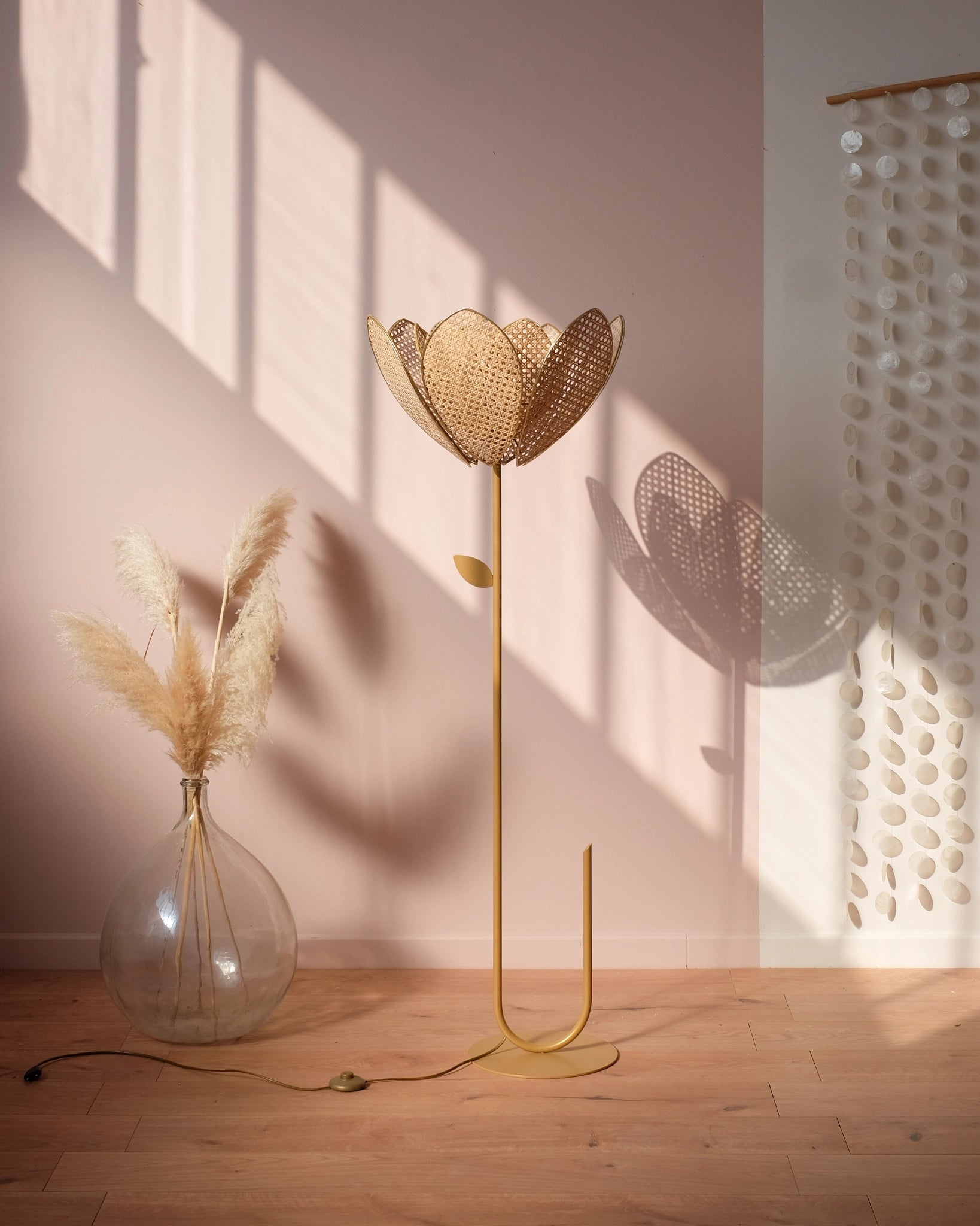 Abat-jour Fleur pour lampadaire - Double Cannage