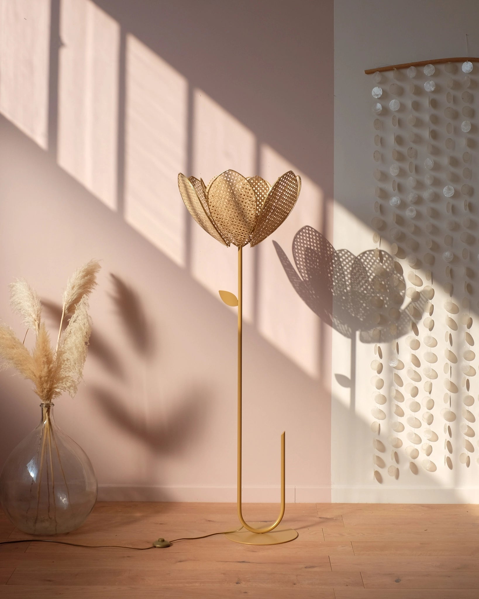 Abat-jour Fleur pour lampadaire - Double Cannage