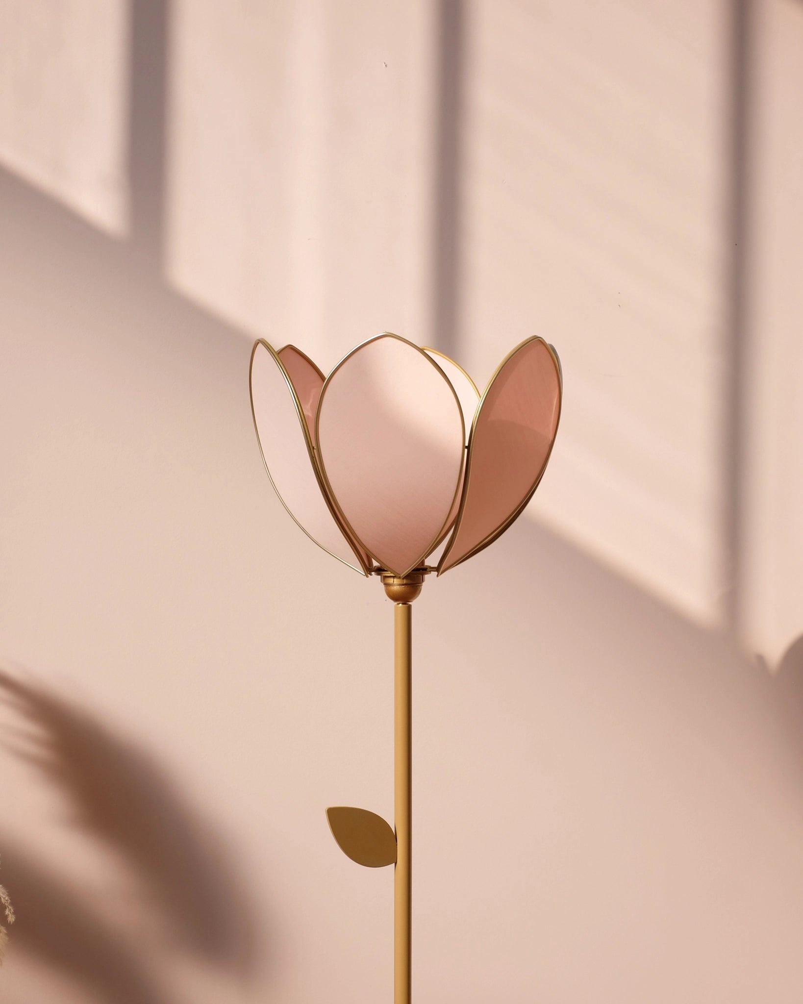 Pied de lampadaire et abat-jour fleur simple - Blush