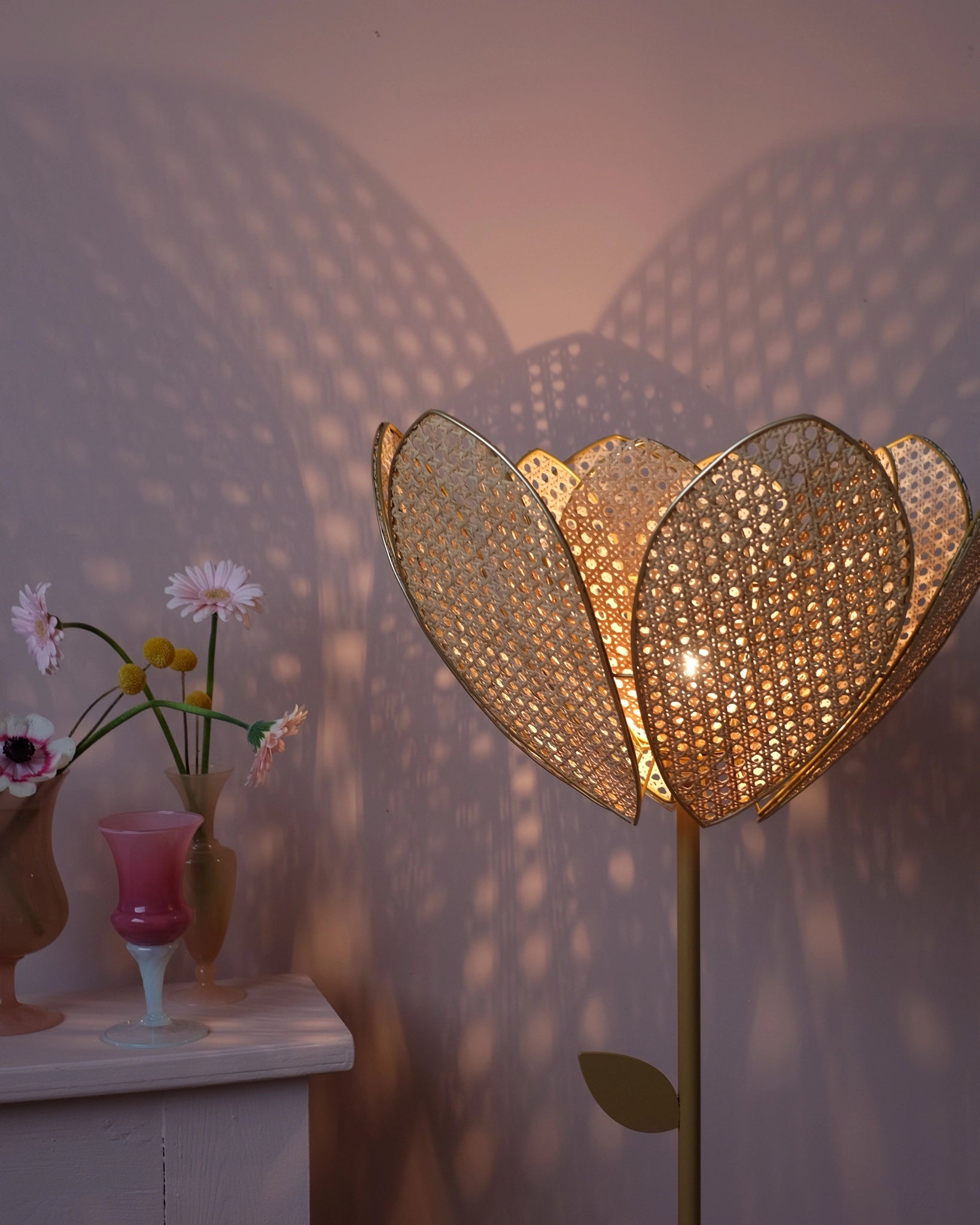 Abat-jour Fleur pour lampadaire - Double Cannage