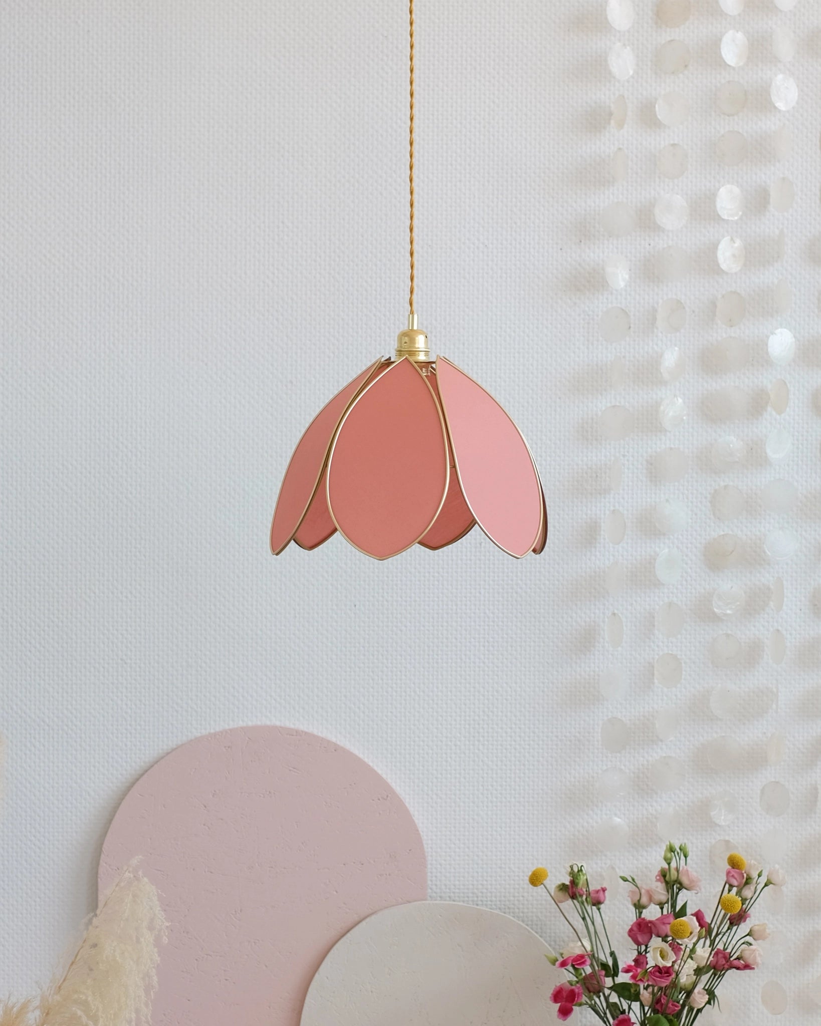 Suspension Fleur simple - Terracotta et doré