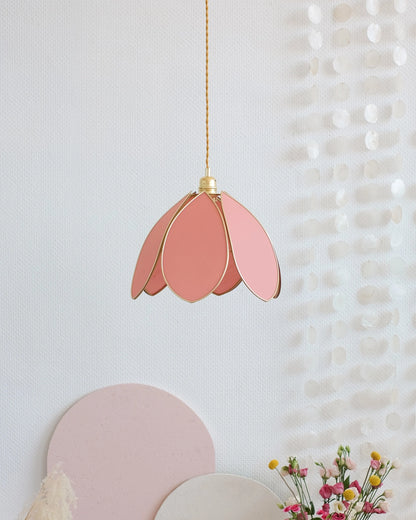 Suspension Fleur simple - Terracotta et doré