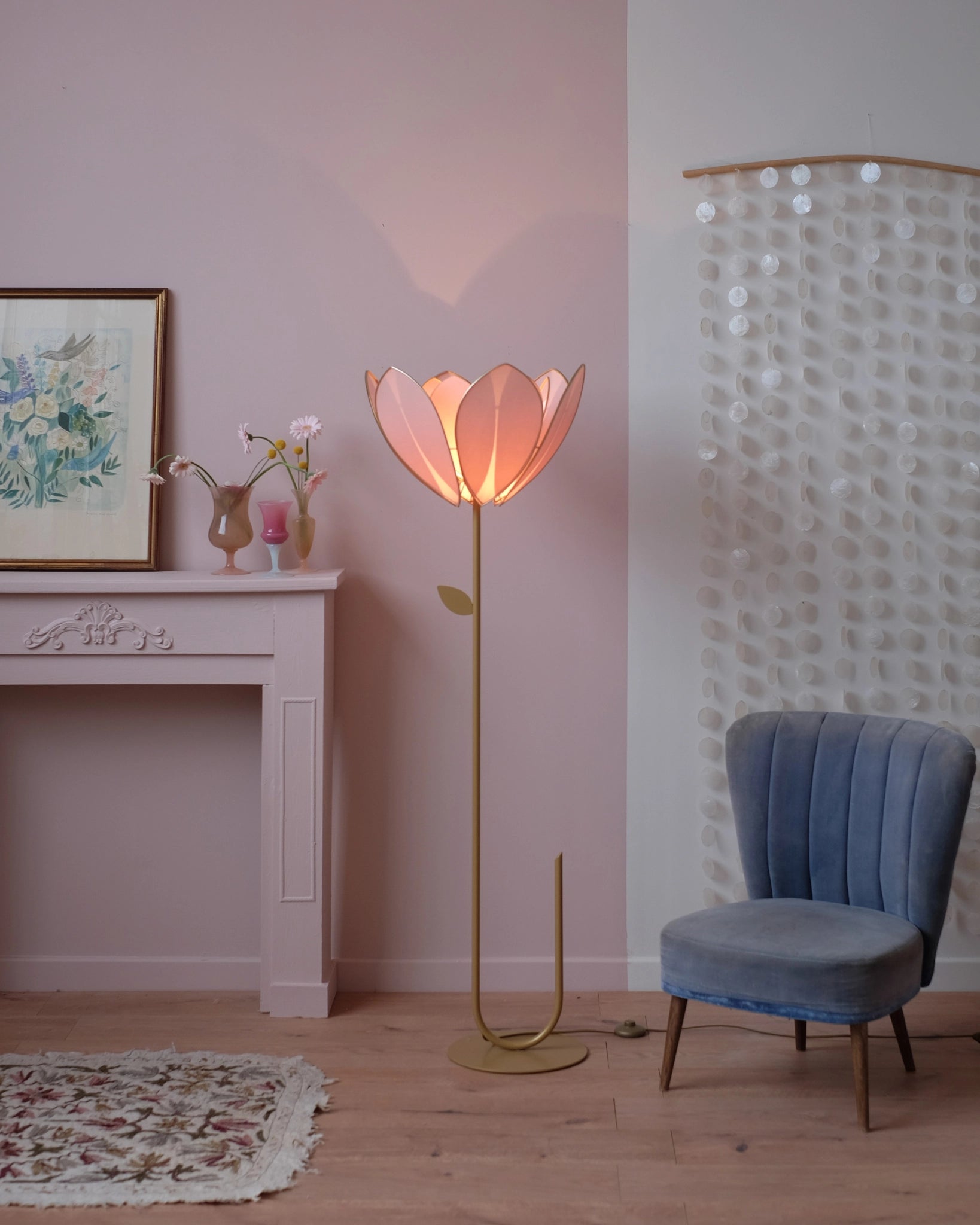 Abat-jour Fleur pour lampadaire - Double Blush