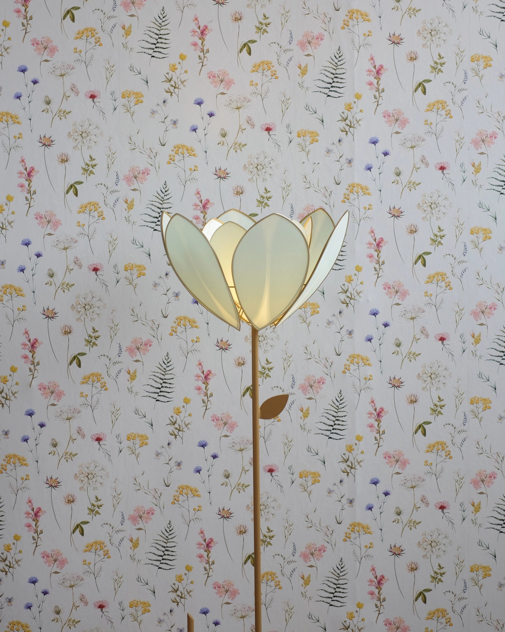 Pied de lampadaire et abat-jour fleur double - Menthe fraîche
