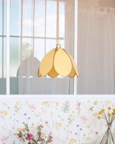 Suspension Fleur simple - Banane et doré
