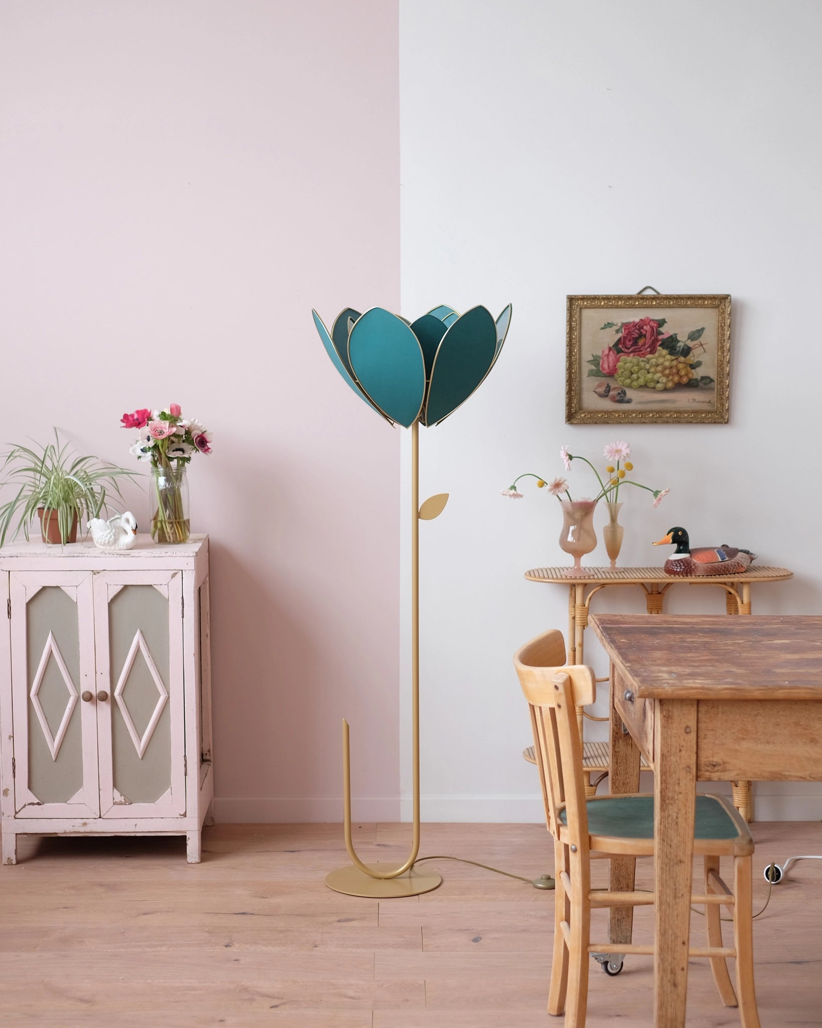 Abat-jour Fleur pour lampadaire - Double Vert jungle