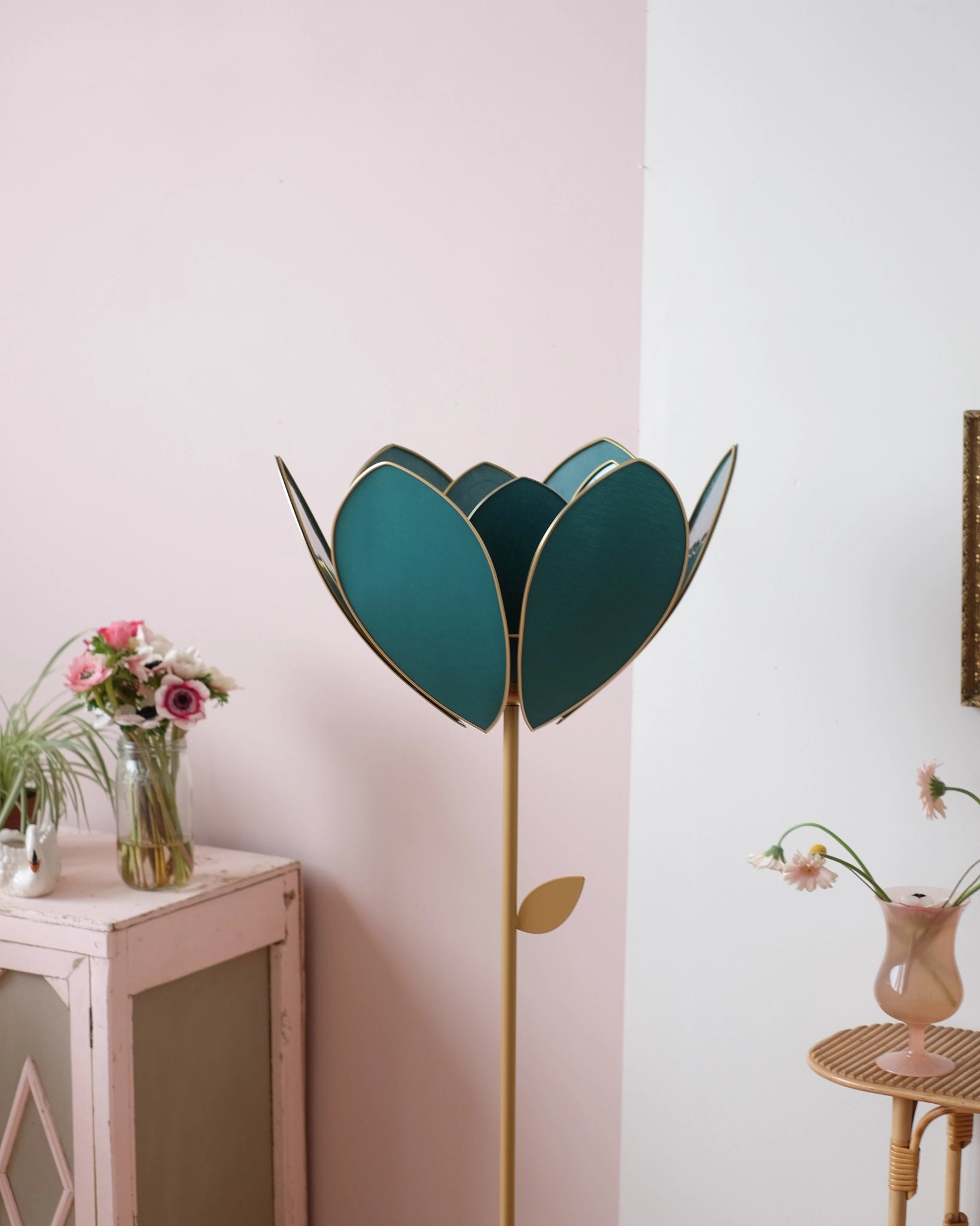 Abat-jour Fleur pour lampadaire - Double Vert jungle