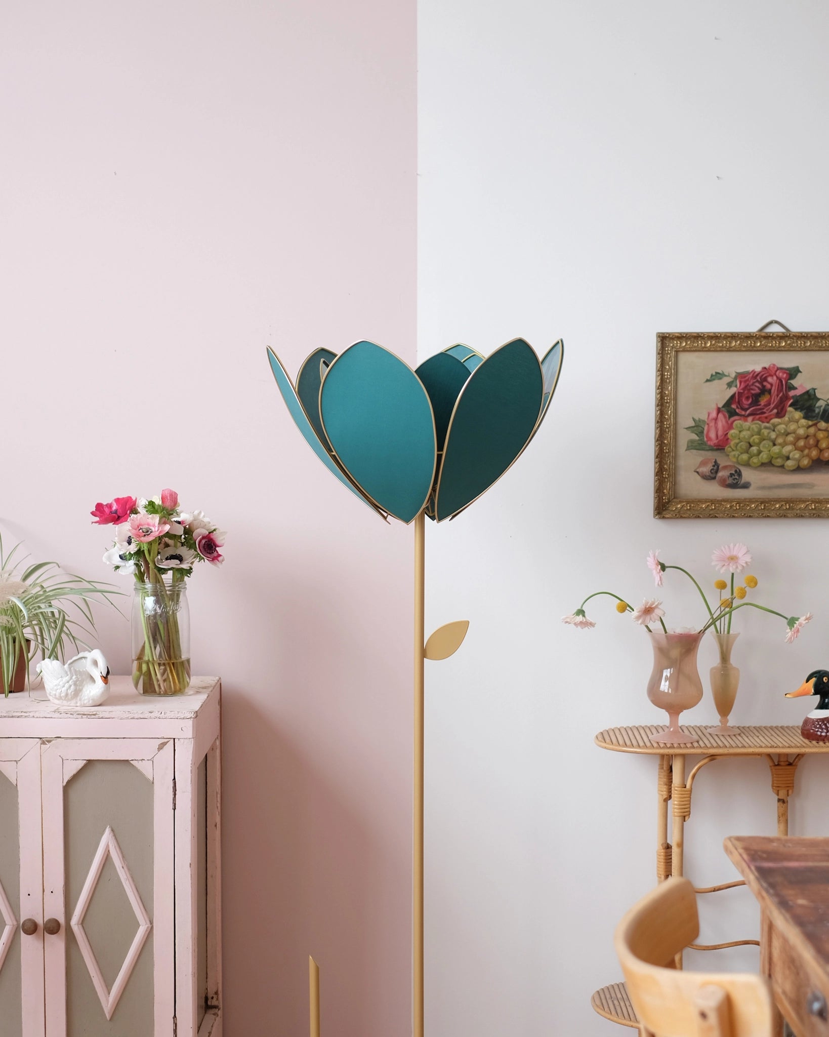 Abat-jour Fleur pour lampadaire - Double Vert jungle