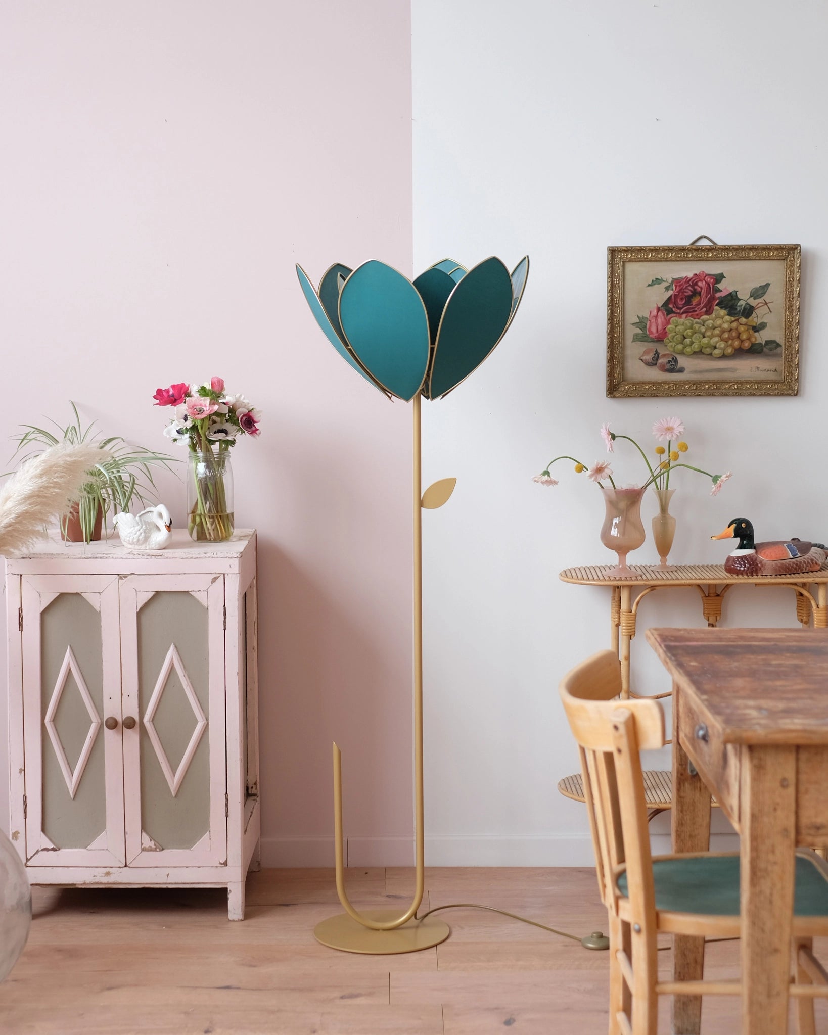 Abat-jour Fleur pour lampadaire - Double Vert jungle