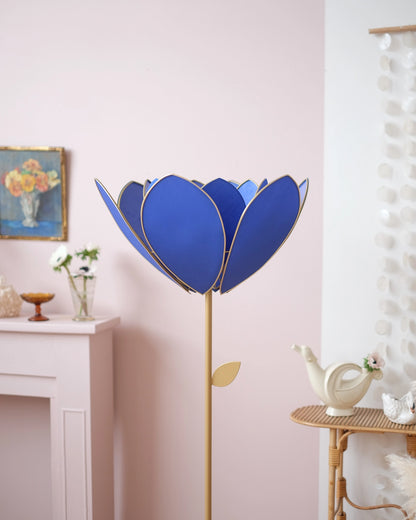 Abat-jour Fleur pour lampadaire - Double Bleu royal