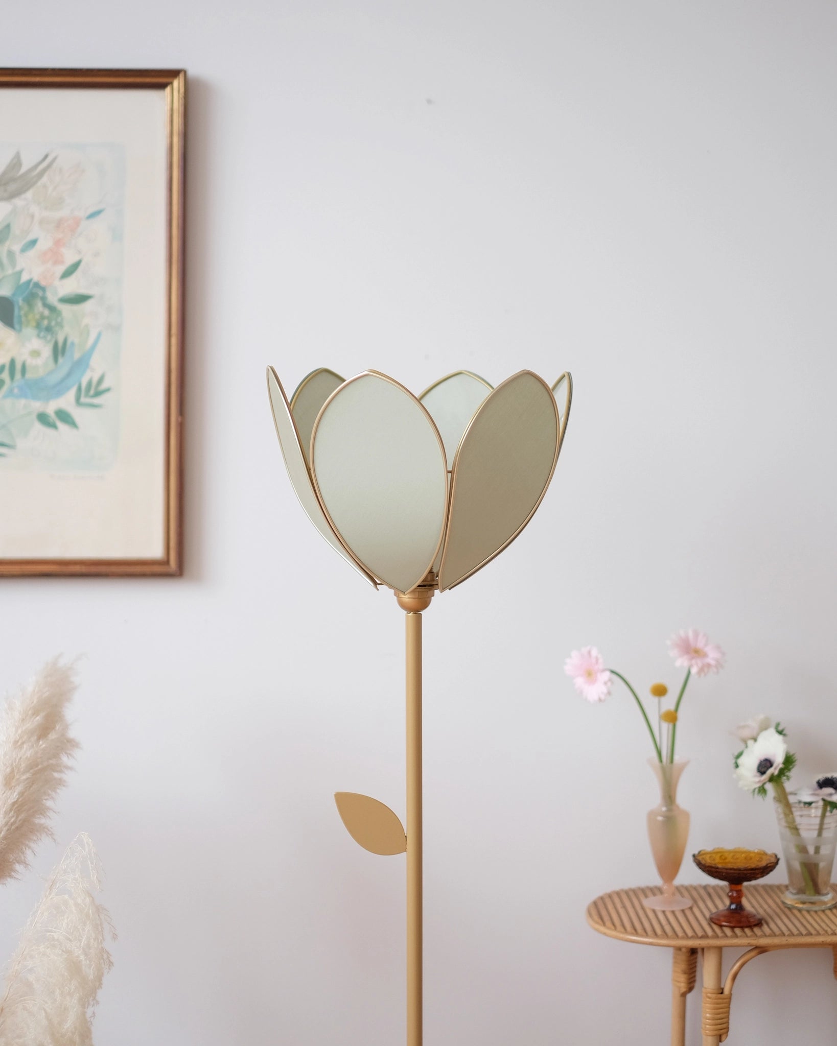 Pied de lampadaire et abat-jour fleur simple - Eucalyptus